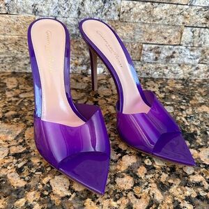 Gianvito Rossi Glass & Vernice Mules in Purple